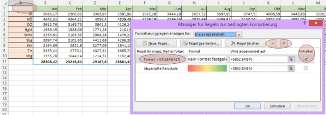 Tipp Excel bedingte Formatierung einaus Regel