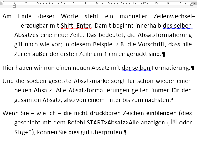 #Word #Zeile oder #Absatz?