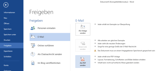 #Dokument als #PDF per #Mail versenden