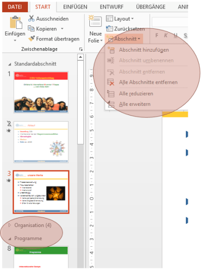 Tipp PowerPoint Abschnitte