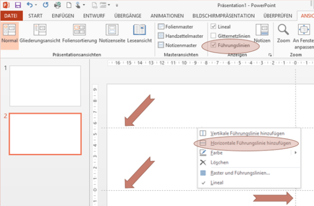 Tipp PowerPoint Führungslinien