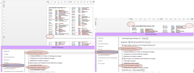 Tipp Word Textbegrenzung Zuschnittsmarken