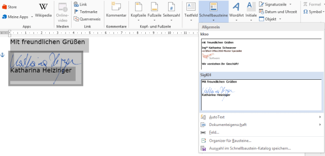 Tipp Word Unterschrift 3