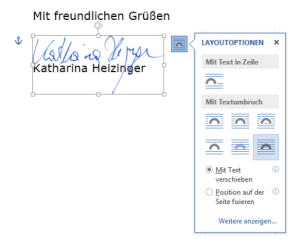 Tipp Word Unterschrift