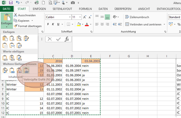 Tipp Excel verknüpfte Grafik