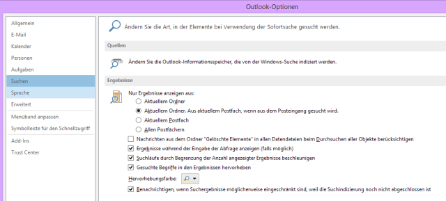 Tipp Outlook Suche Optionen