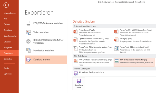 Tipp PowerPoint JPEG