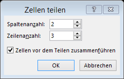 Tipp Tabelle Zellen teilen 2