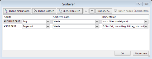 Tipp Excel benutzerdefinierte Liste Sortieren 2
