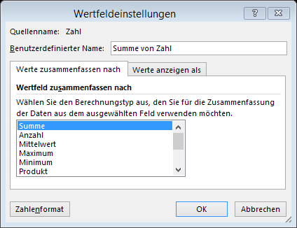 Tipp Excel Pivot Wertfeldeinstellungen