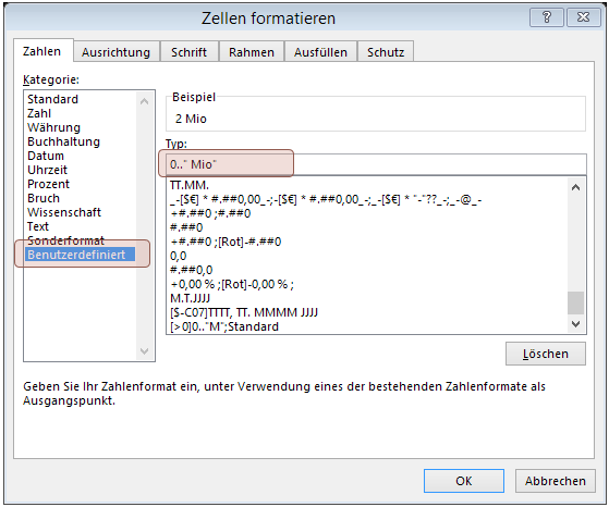 XTipp Zahlenformat Mio
