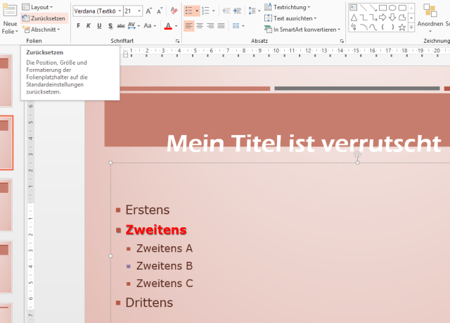 PTipp Layout Zurücksetzen