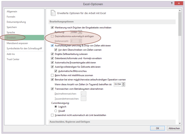 XTipp Dezimalstellen