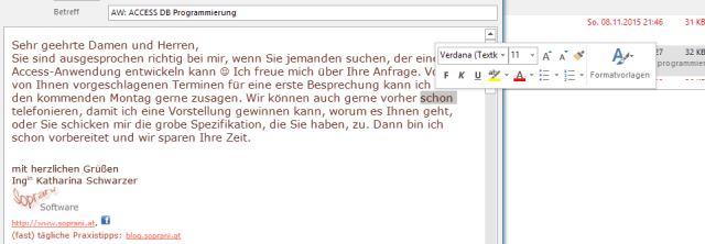 OTipp Minisymbolleiste