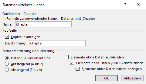 XTipp Datenschnitt Optionen